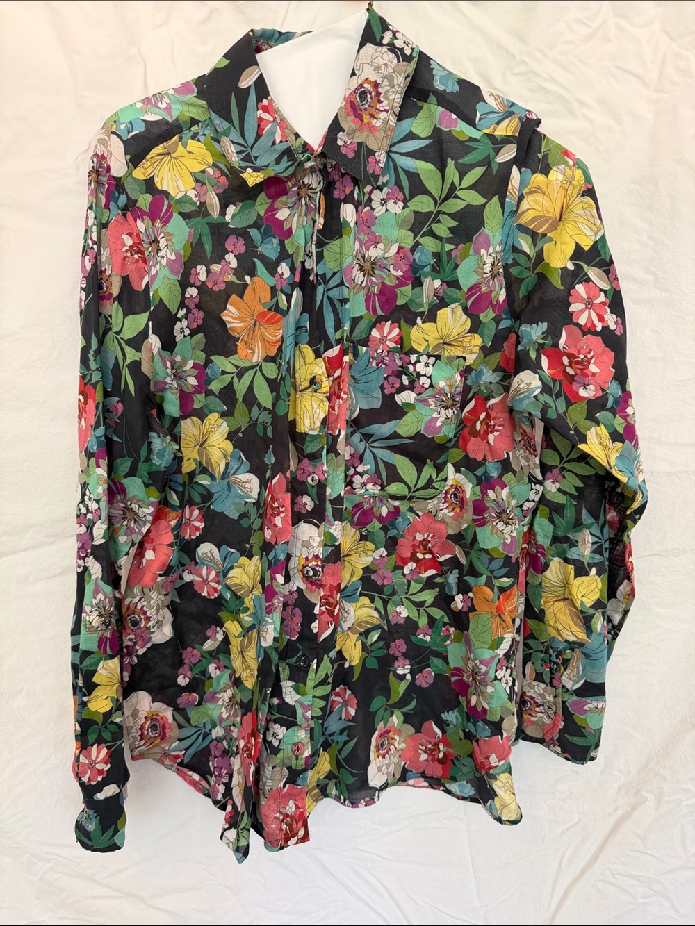 Johnny Was Multicolor Floral Button-Front Blouse – Size Medium